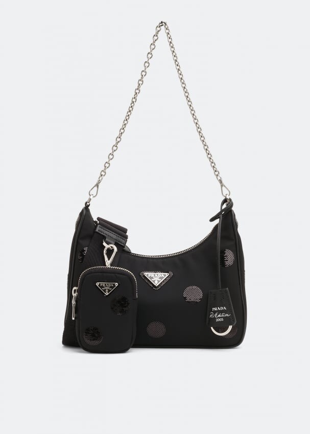 

Сумка PRADA Re-Edition 2005 Re-Nylon polka-dot bag, черный