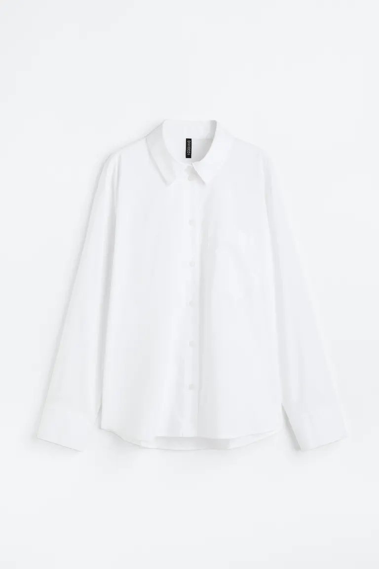 Рубашка H&M Cotton Poplin, белый