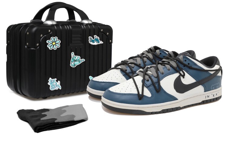 

Кроссовки для скейтбординга Dunk женские низкие, синие/черные/белые Nike