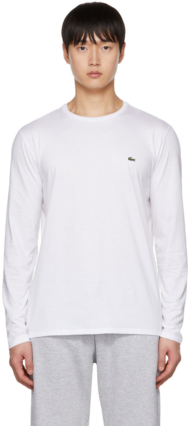 

Белая футболка с длинным рукавом с вышивкой Lacoste