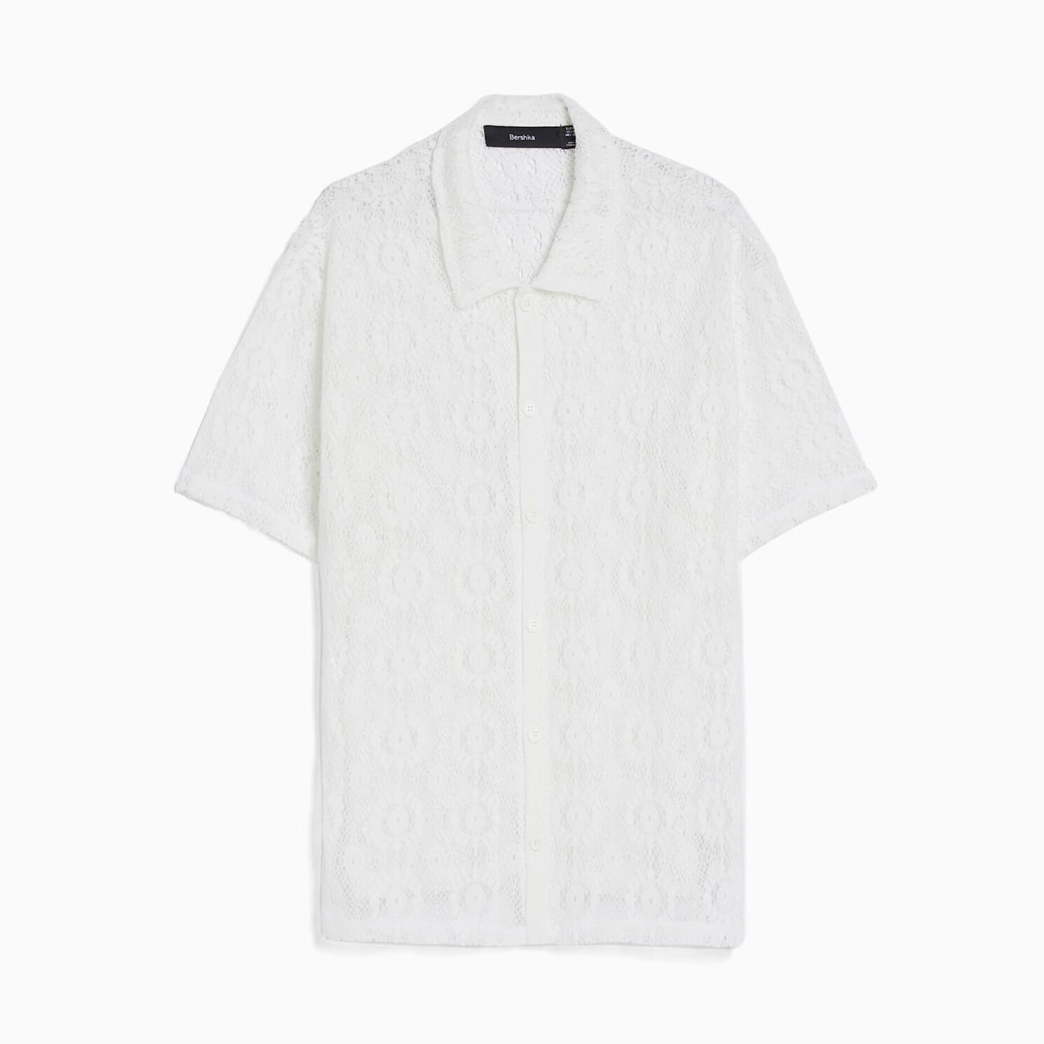 

Рубашка Bershka Short Sleeve Crochet, белый