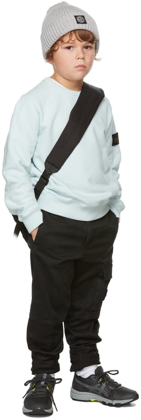 

Детские черные брюки с карманами и логотипом Stone Island Junior