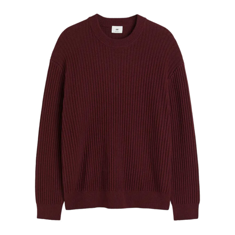 

Свитер H&M Loose Fit Rib-knit, бордовый