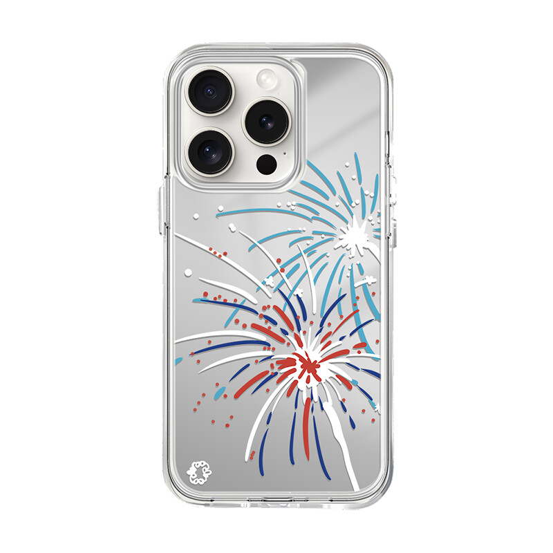 

Полюбуйтесь чехлом для телефона с медвежонком Surprise Bear, Mirrors - silver plating - fireworks bloom