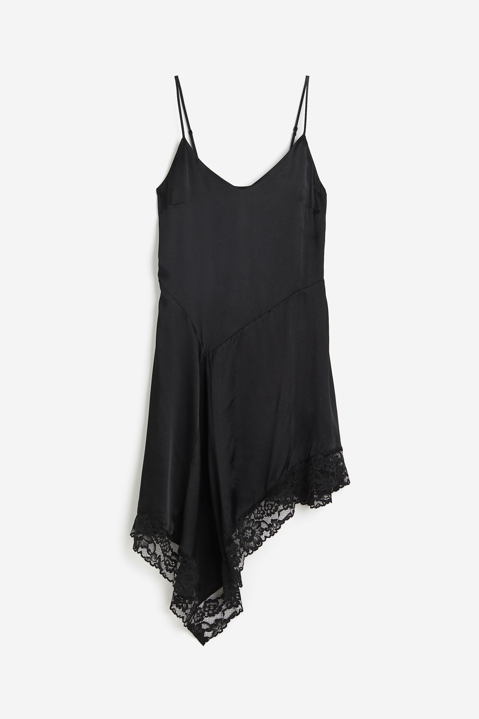 Платье H&M Satin With Lace, черный