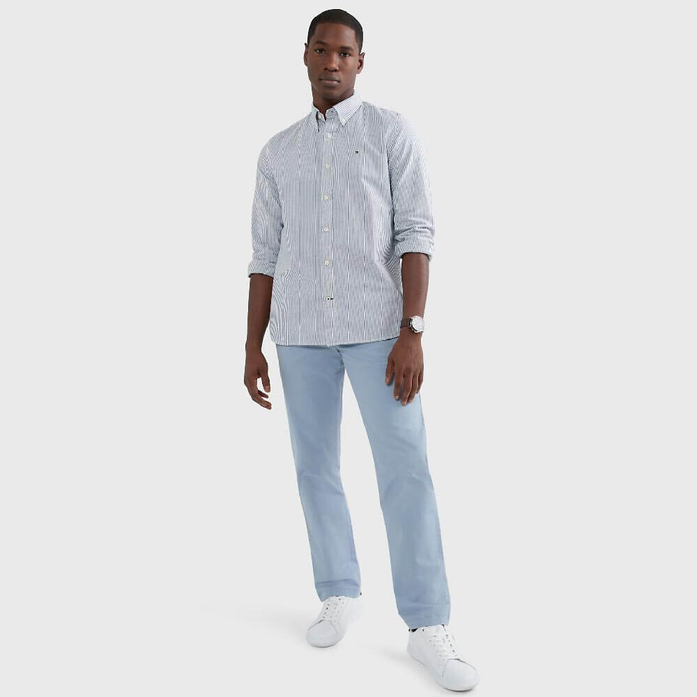

Рубашка Tommy Hilfiger Regular Fit Solid Stripe Stretch Oxford, светло-голубой
