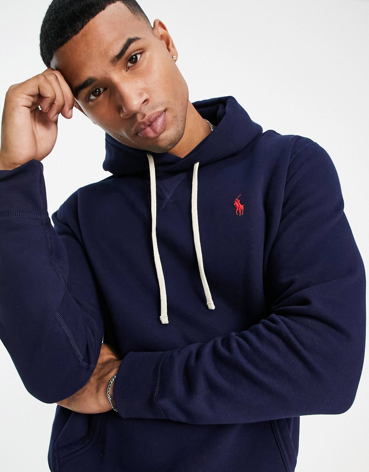 

Темно-синяя флисовая худи с логотипом Polo Ralph Lauren