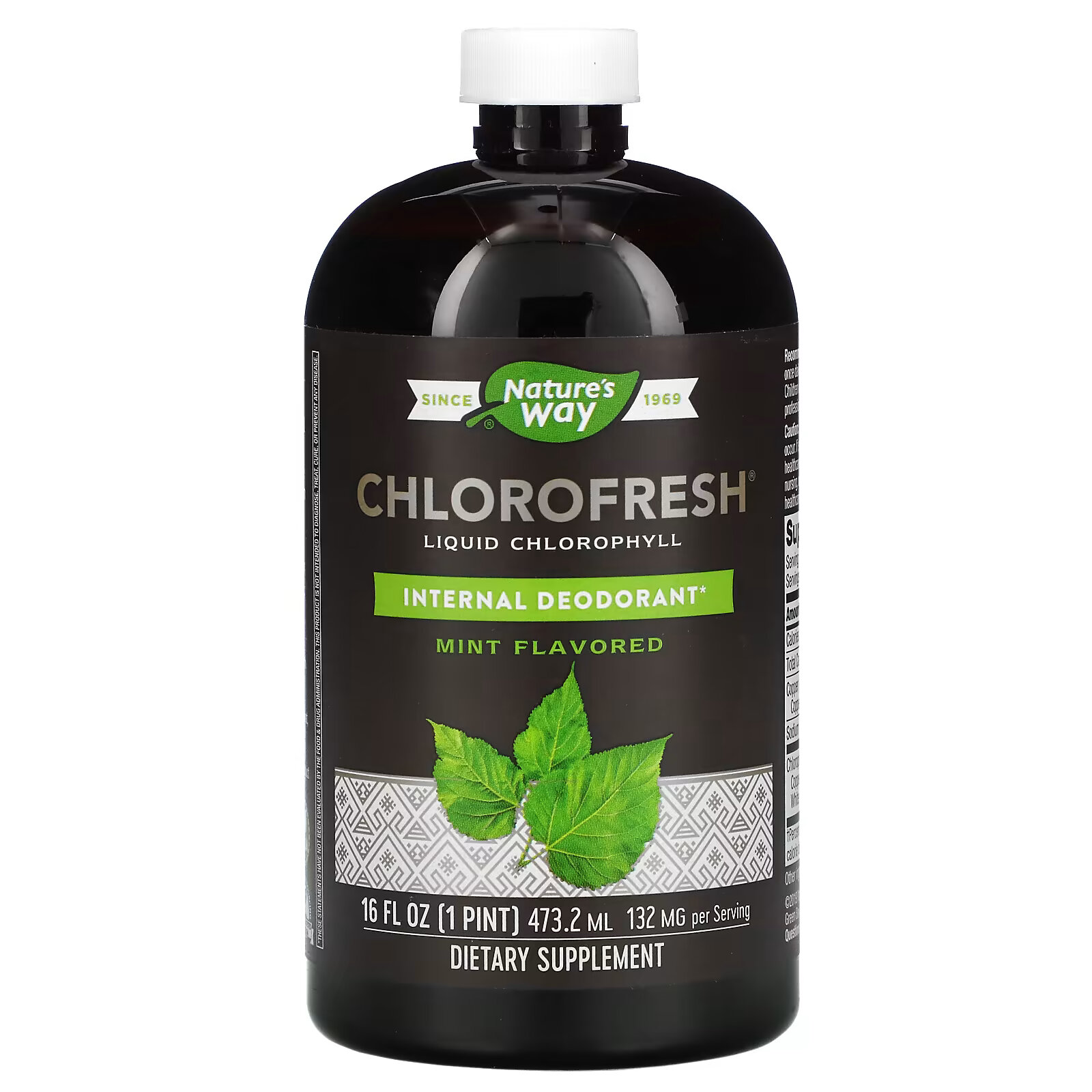 Nature's Way, Chlorofresh, жидкий хлорофилл, с ароматом мяты, 132 мг, 473,2 мл (16 жидк. унций) nature s way chlorofresh концентрированный хлорофилл 90 мягких таблеток