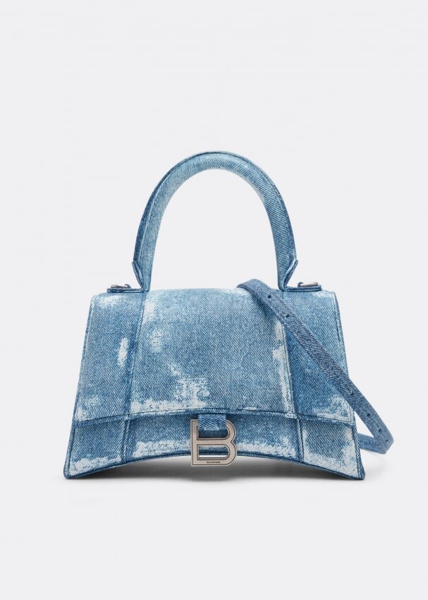 

Сумка BALENCIAGA Hourglass S printed top-handle bag, синий