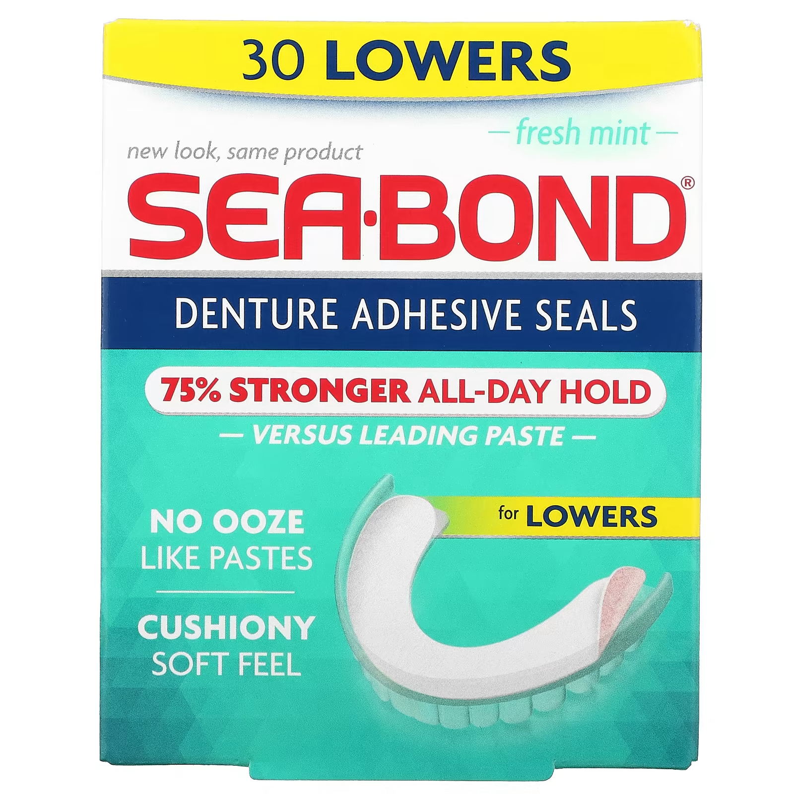 Клей Fresh Mint 30 SeaBond для зубных протезов y kelin клейкий крем для зубных протезов 10 г 0 4 унций размер образца в течение всего дня формула без цинка клей для ложных зубов