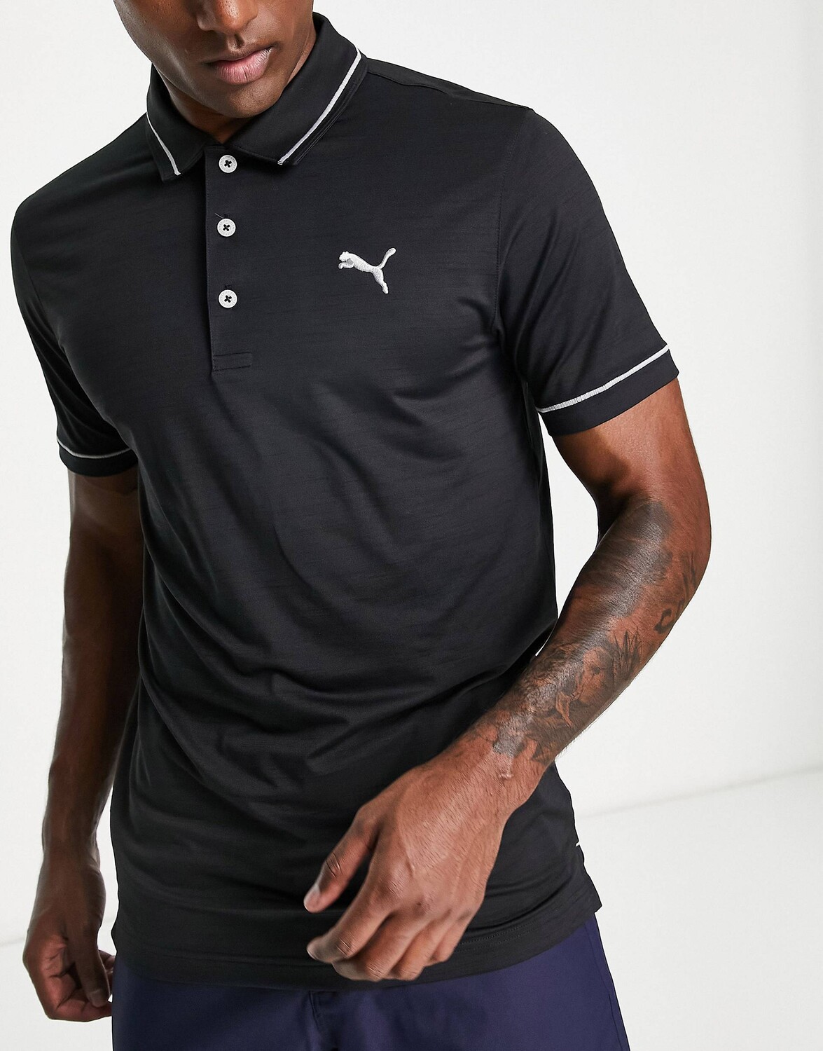 

Черное меланжевое поло Puma Golf Cloudspun Monarch, Черный