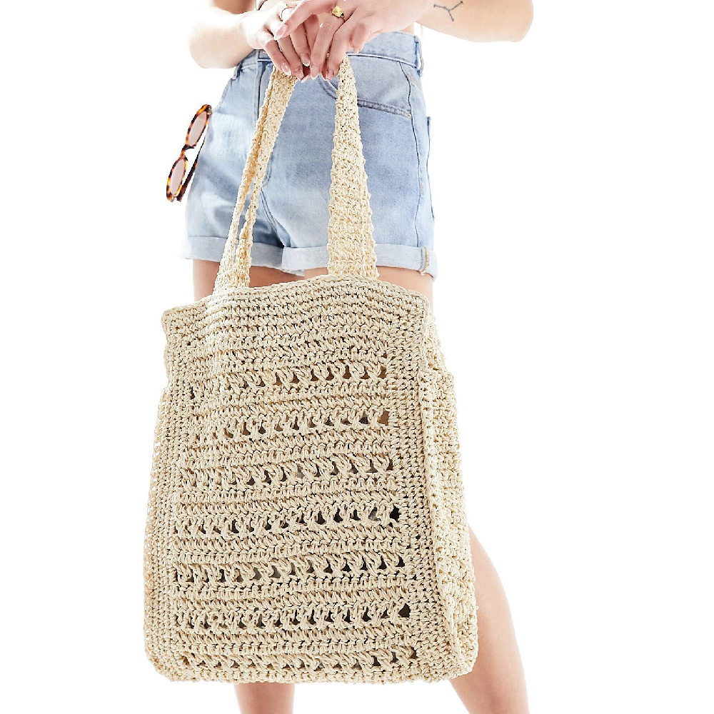 Сумка Asos Design Straw Hand Crochet Square, бежевый сумка тоут bear design черный