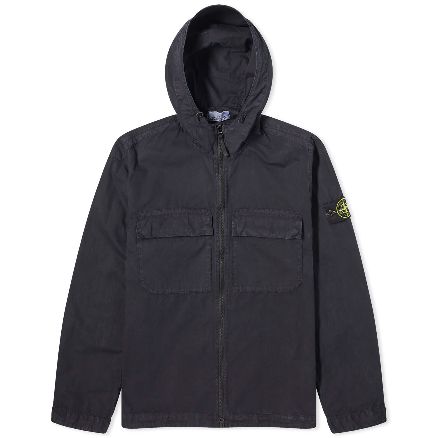 

Рубашка Stone Island Brushed Cotton Canvas Hooded Overshirt, темно-синий