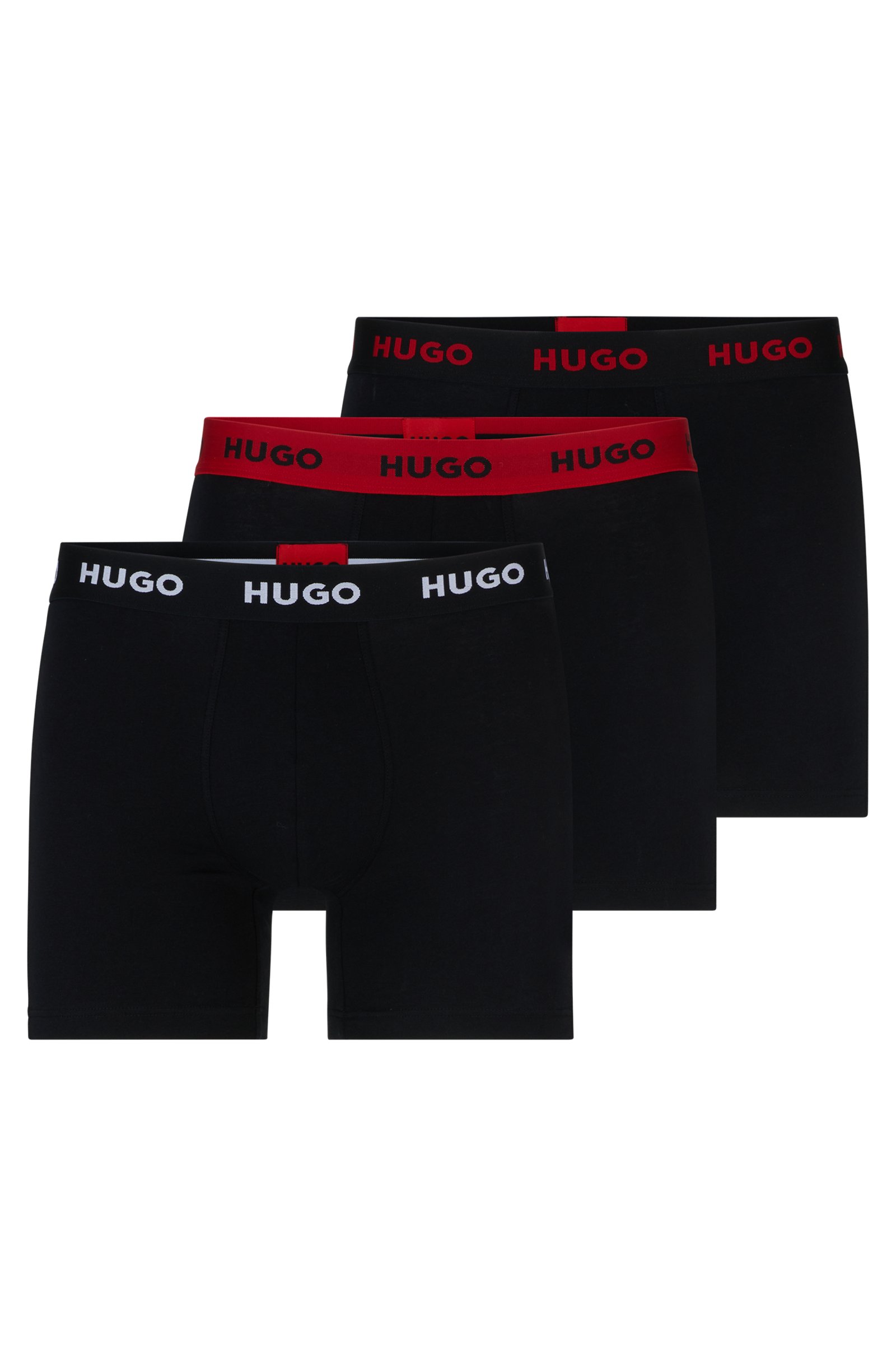 Комплект боксеров Hugo Three-pack Of Stretch-cotton Briefs With Logo, 3 предмета, темно-серый набор из пяти боксеров с разноцветным логотипом hugo цвет medium blue