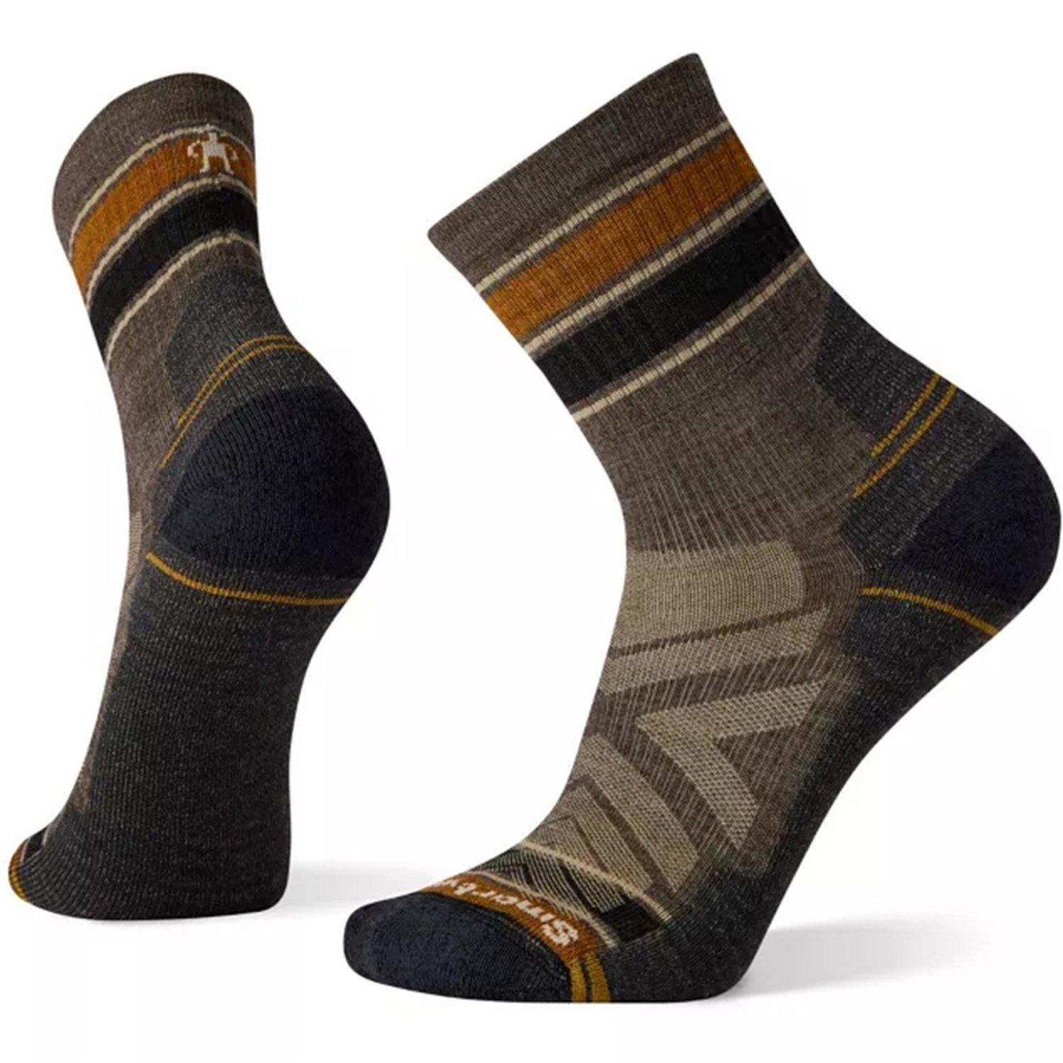 Носки Smartwool Hike Light Cushion Striped Mid Crew Socks, серо-коричневый - фото