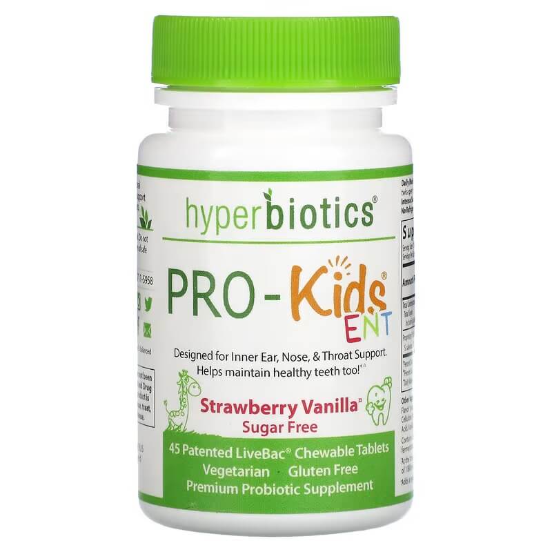 Пробиотики для детей Hyperbiotics, 45 жевательных таблеток hyperbiotics pro kids ent пробиотики для детей без сахара с клубничным и ванильным вкусом 45 запатентованных жевательных таблеток livebac