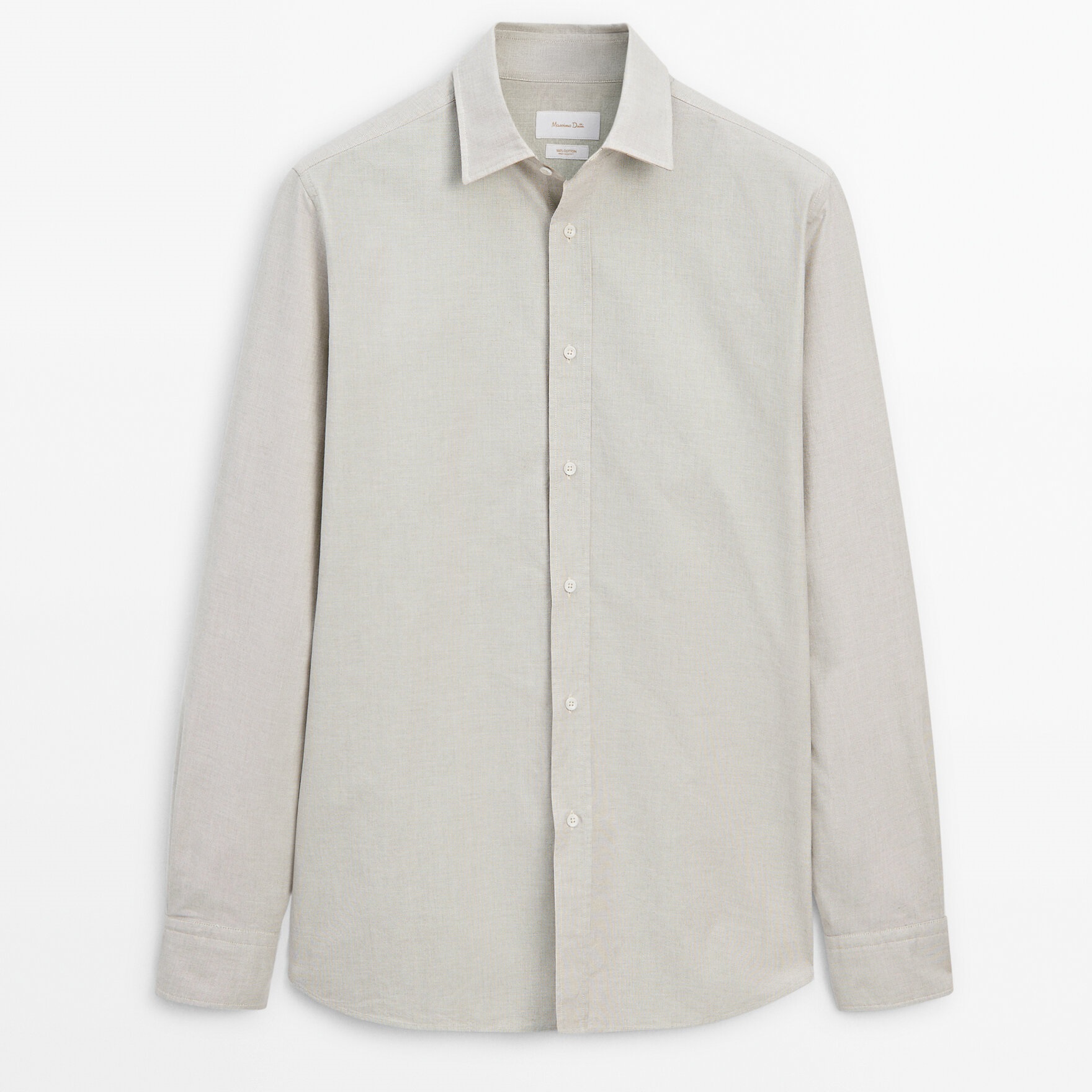 Рубашка Massimo Dutti 100% Cotton Check Texture, бежевый
