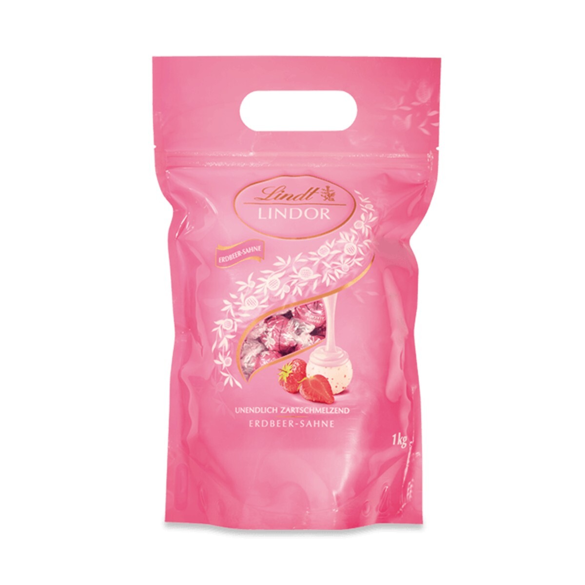 

Конфеты Lindt Lindor Erdbeer-Sahne, белый шоколад с клубникой, 1000г