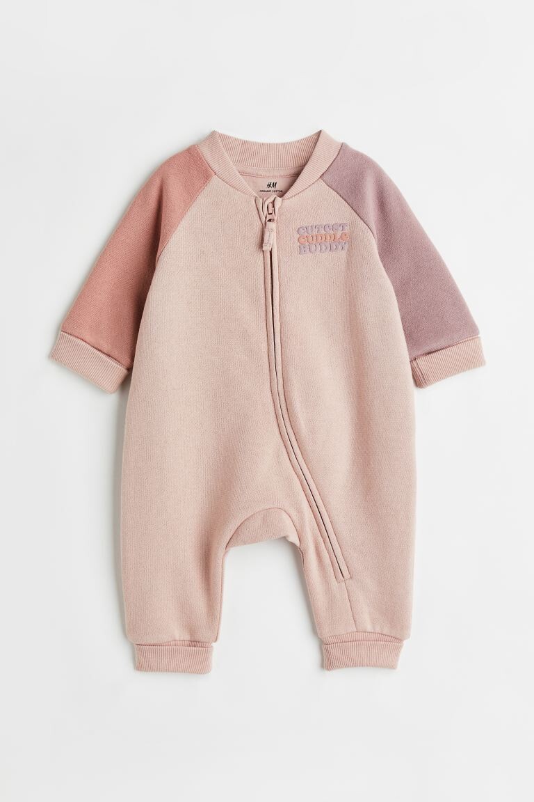 

Комбинезон с отложными манжетами H&M, пудрово-розовый/антично-розовый