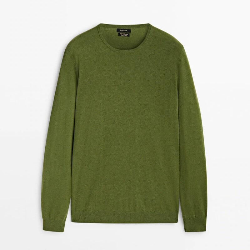 

Свитер Massimo Dutti Wool Blend Crew Neck, зеленый