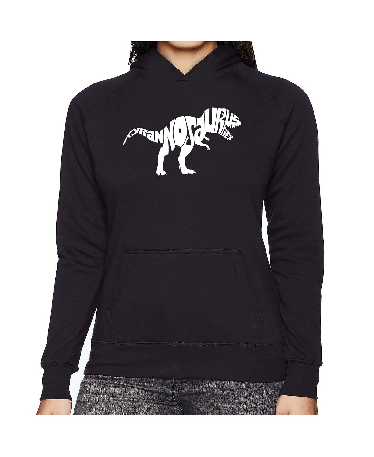 Женская толстовка с капюшоном word art - tyrannosaurus rex LA Pop Art, черный мужская футболка premium word art tyrannosaurus rex la pop art