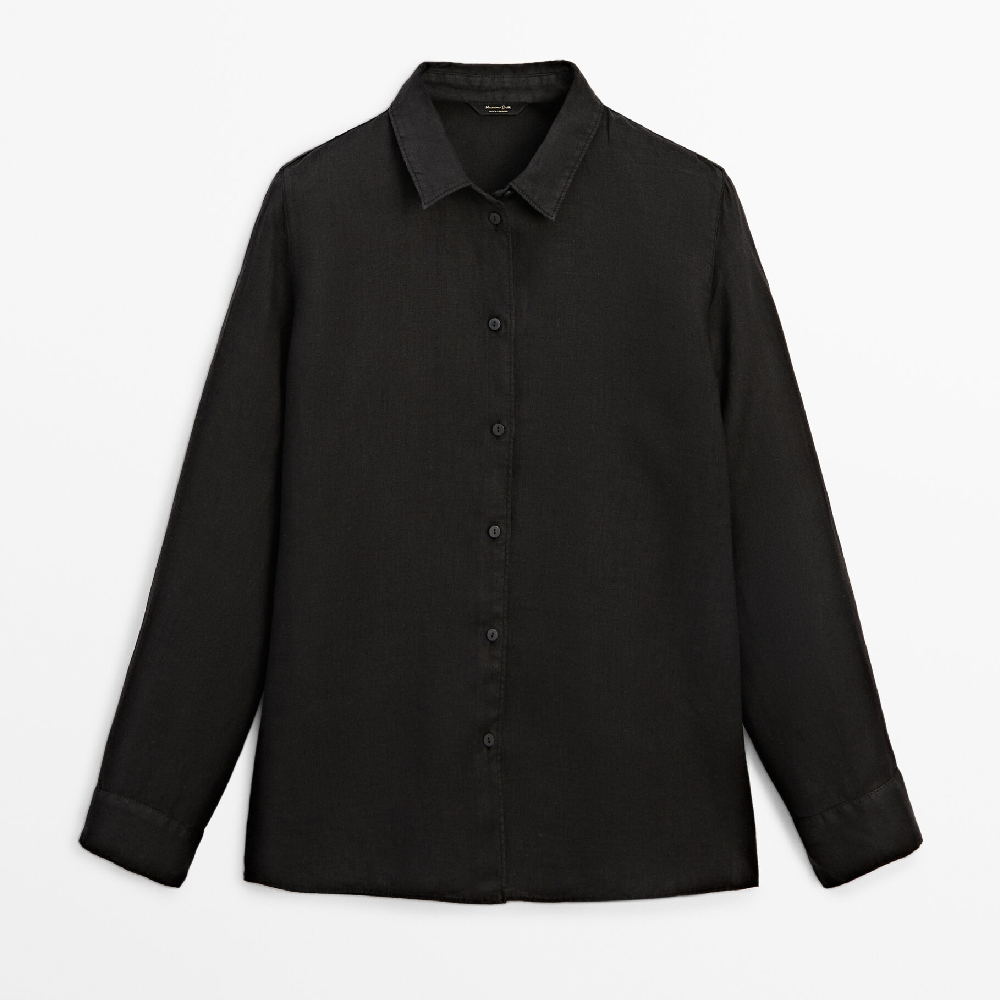 Рубашка Massimo Dutti 100% Linen, черный фото