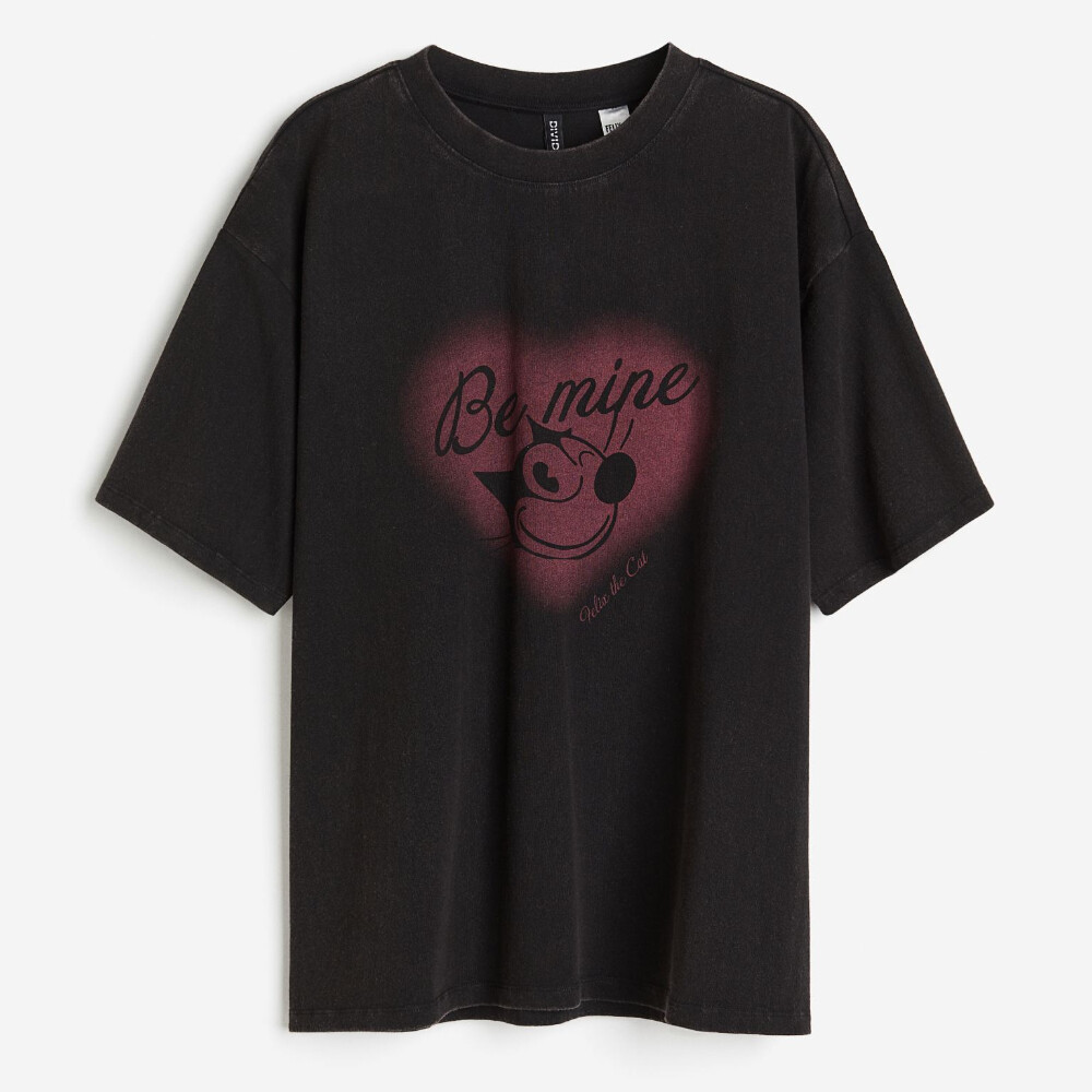 

Футболка H&M Oversized Printed Felix The Cat, черный