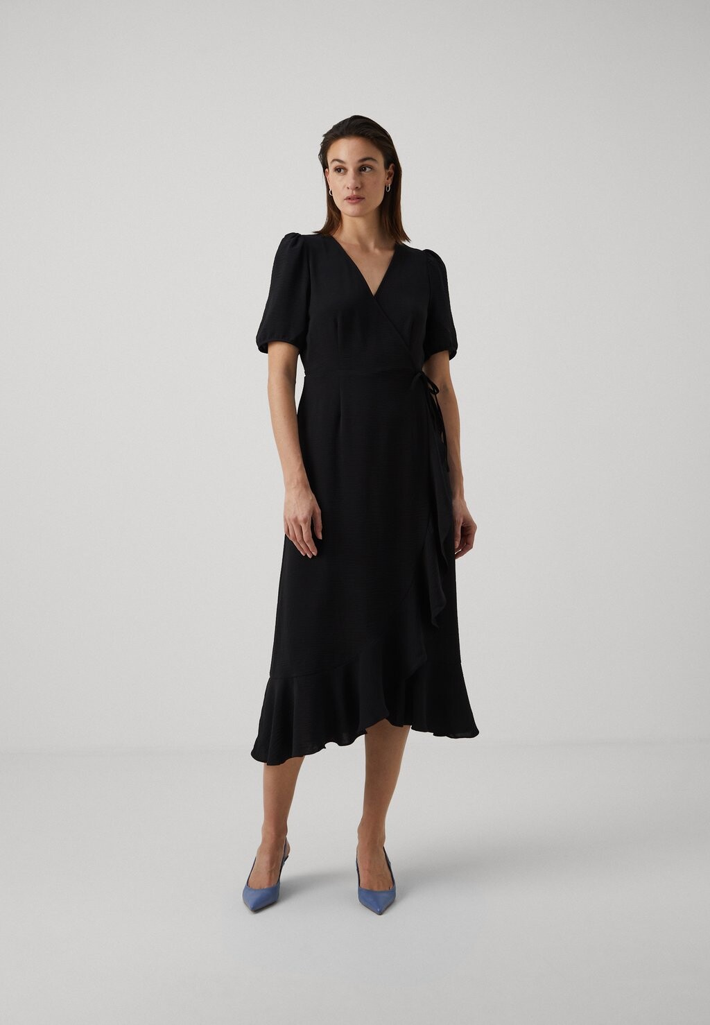 

Летнее платье Mette Wrap Midi ONLY, черное