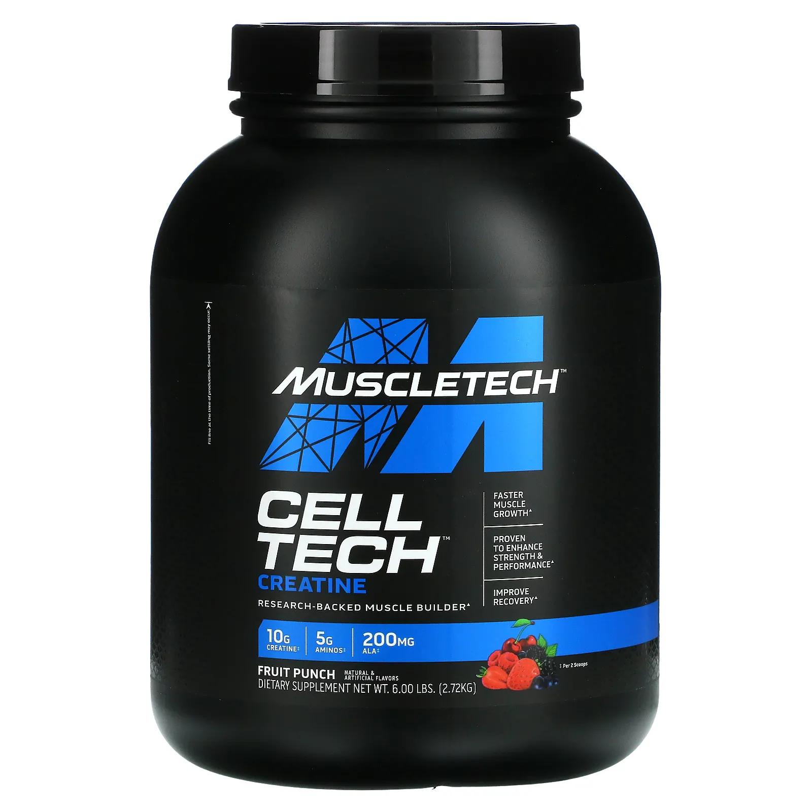 Muscletech Performance Series CELL-TECH самая мощная формула с креатином со вкусом фруктового пунша 2,72 кг (6 фунтов)