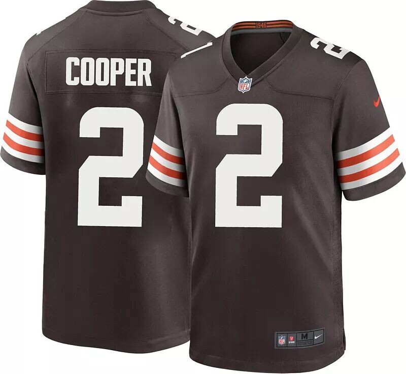 

Мужское джерси Nike Cleveland Browns Amari Cooper #2 коричневое игровое