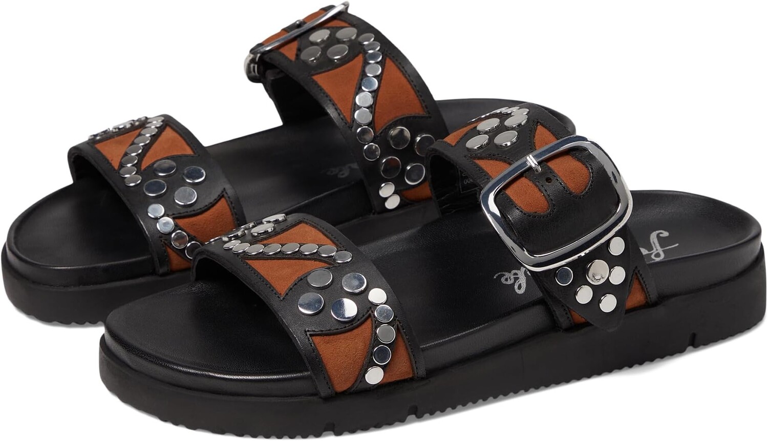 

Сандалии на плоской подошве Revelry Studded Sandal Free People, цвет Black/Tan
