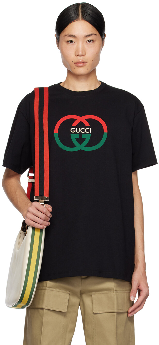 

Черная футболка с узором G Gucci