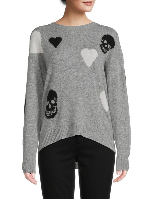 

Кашемировый свитер с круглым вырезом skull hearts 360 Cashmere Beige multi