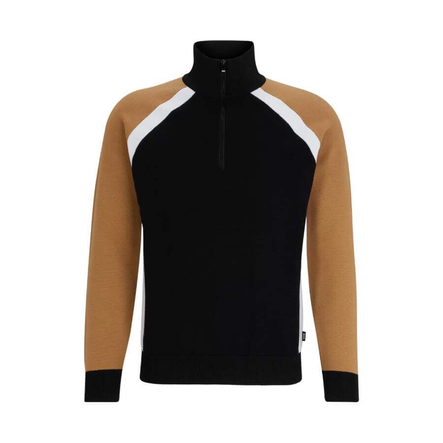 

Cвитер Hugo Boss Сotton Zip Neck Clor Blocking, черный
