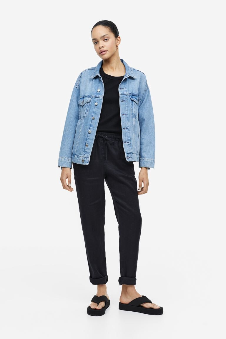 

Льняные джоггеры H&M, черный