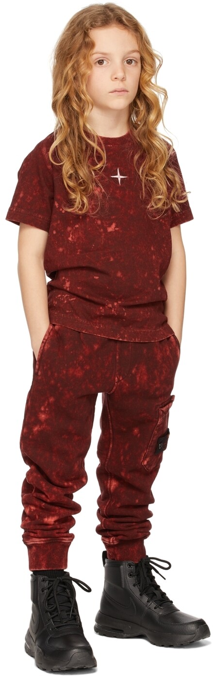 

Детская бордовая перекрашенная футболка Stone Island Junior