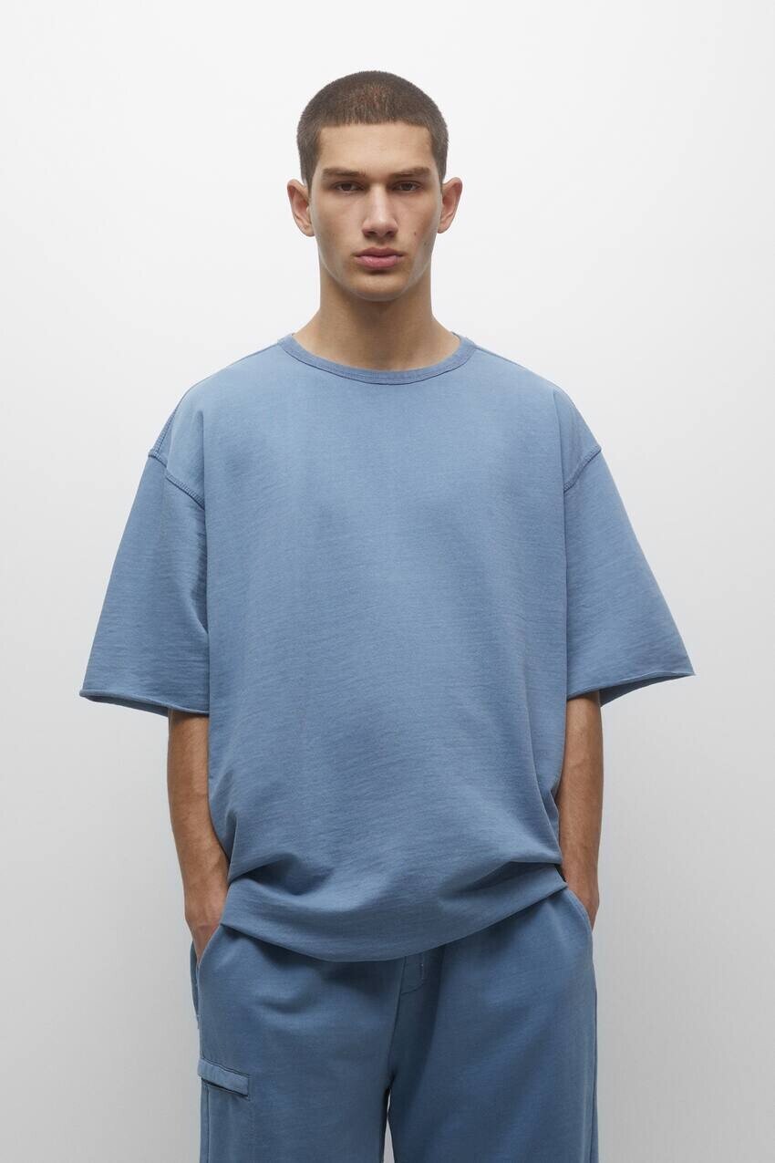 

Футболка с короткими рукавами и этикеткой Pull&Bear, голубой