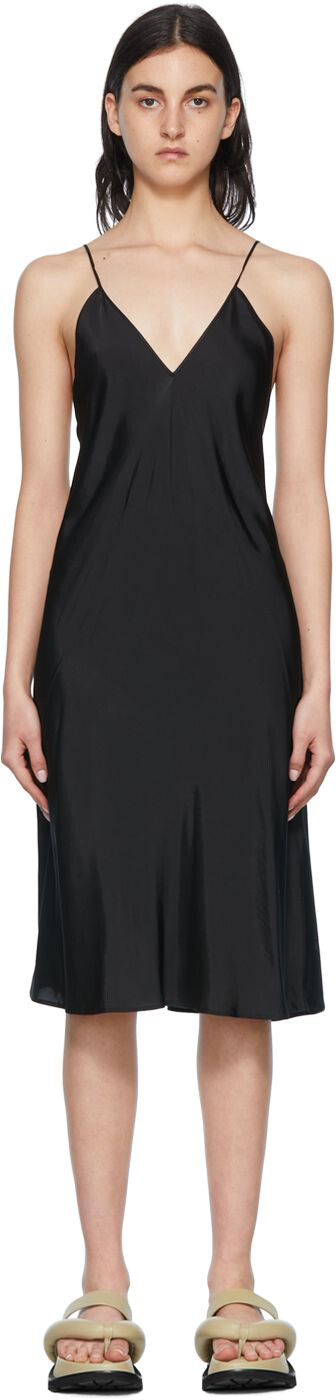 

Черное мини-платье из вискозы Jil Sander