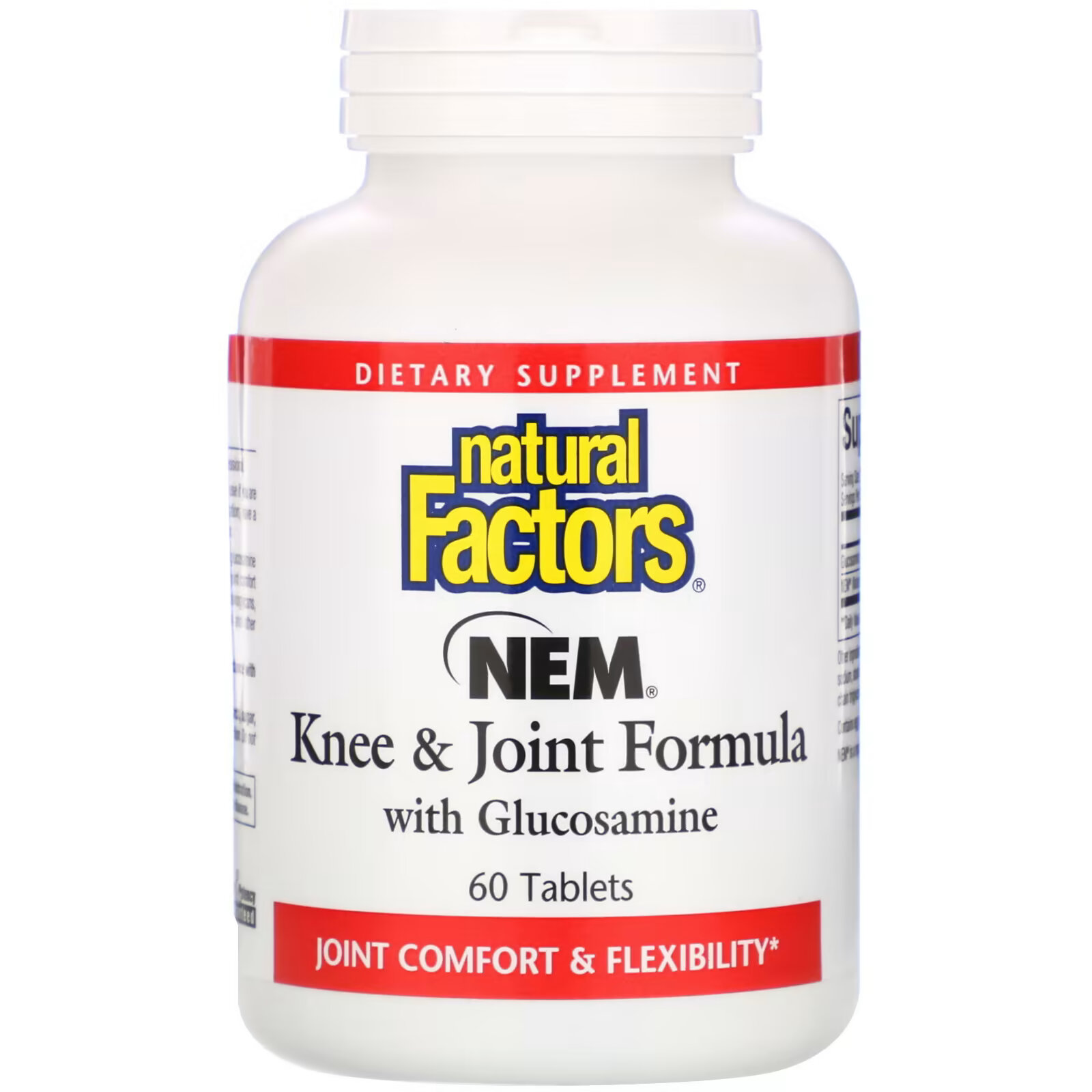 Natural Factors, NEM Формула для коленей и суставов с глюкозамином, 60 таблеток natural factors osteomove усиленное средство для суставов 240 таблеток