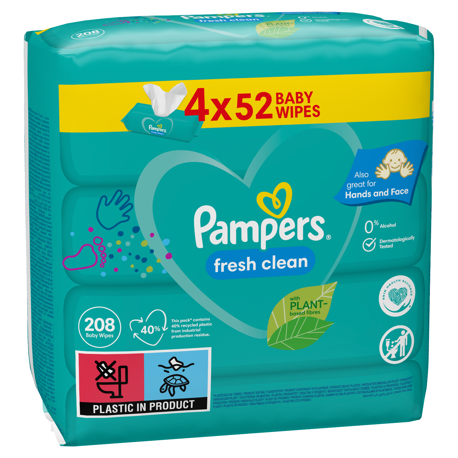 Pampers Fresh Clean влажные салфетки, 4х52 шт/уп.