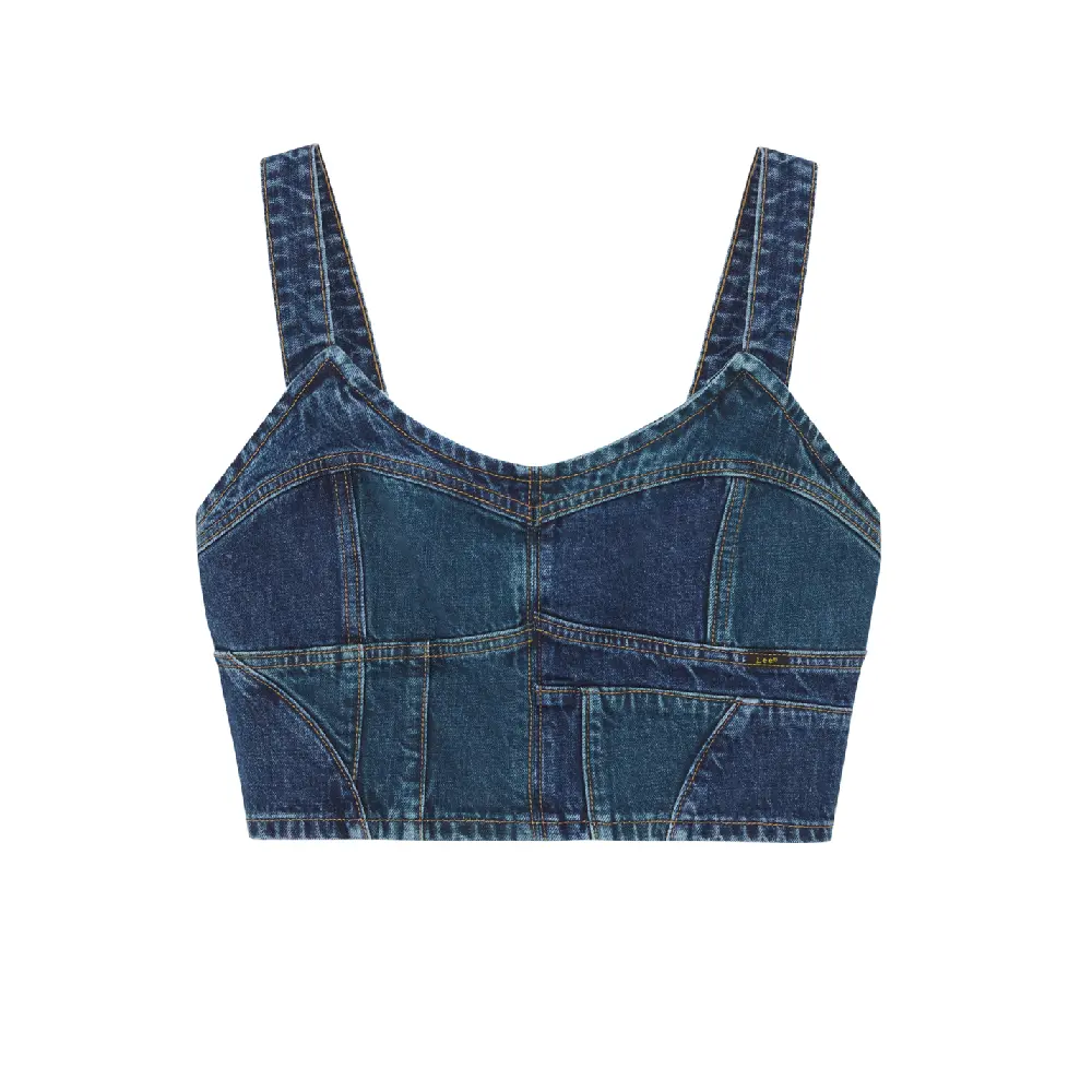 цена Топ Lee x Pull&Bear Denim Crop, синий