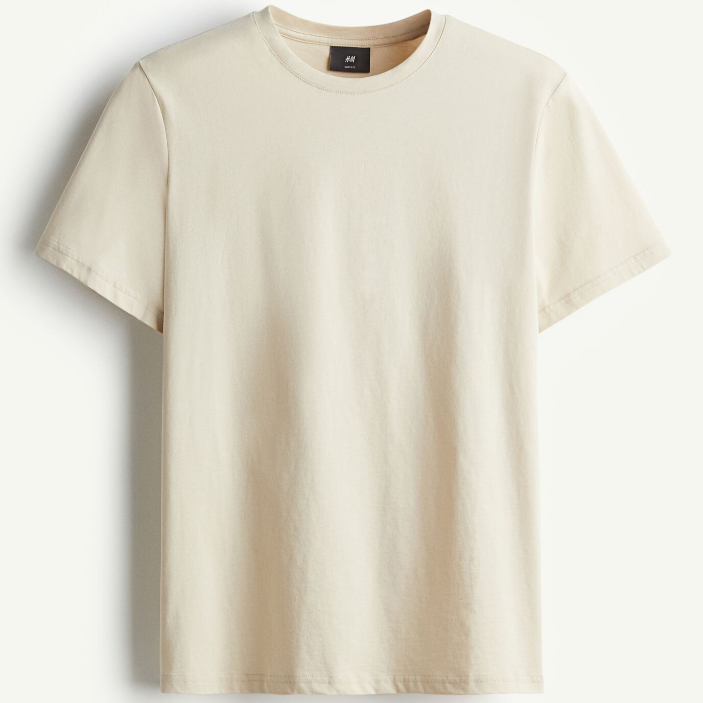 

Футболка H&M Slim Fit Pima Cotton, бежевый