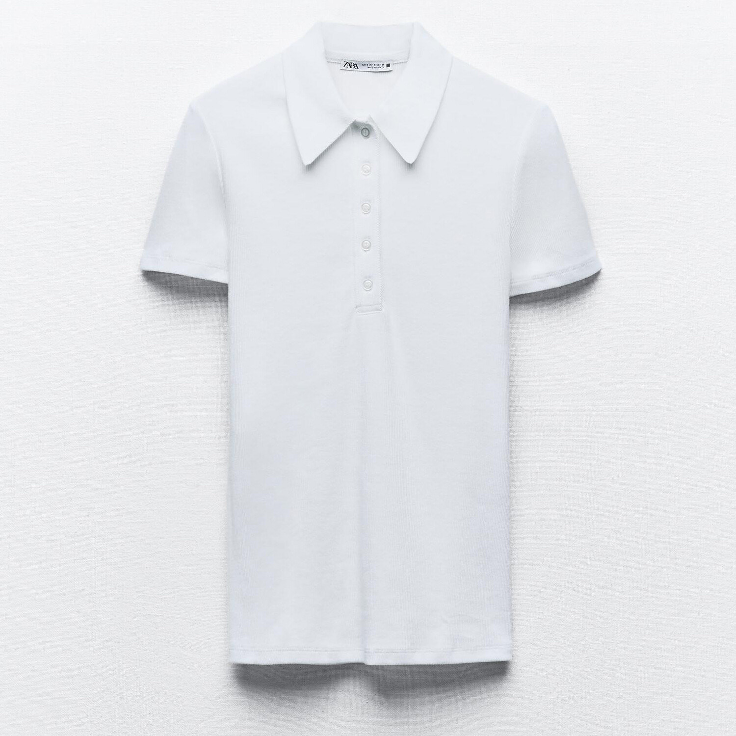 Футболка-поло Zara Ribbed Collar, белый поло zara ribbed shirt экрю