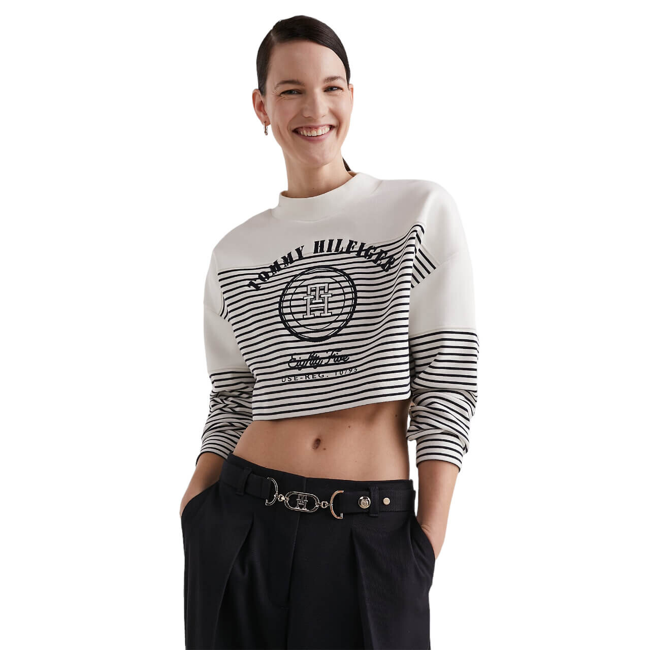 

Лонгслив Tommy Hilfiger Collection Breton Stripe, экрю/темно-синий