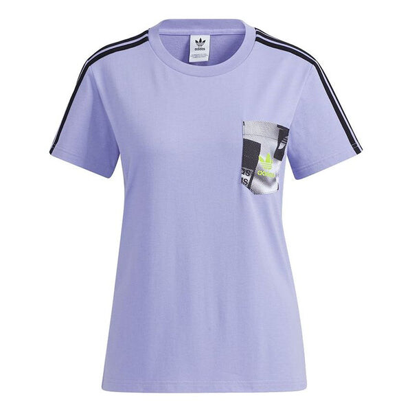 

Футболка Adidas originals Trefoil Tee Ss Pocket Printing Sports Short Sleeve Purple T-Shirt, Фиолетовый