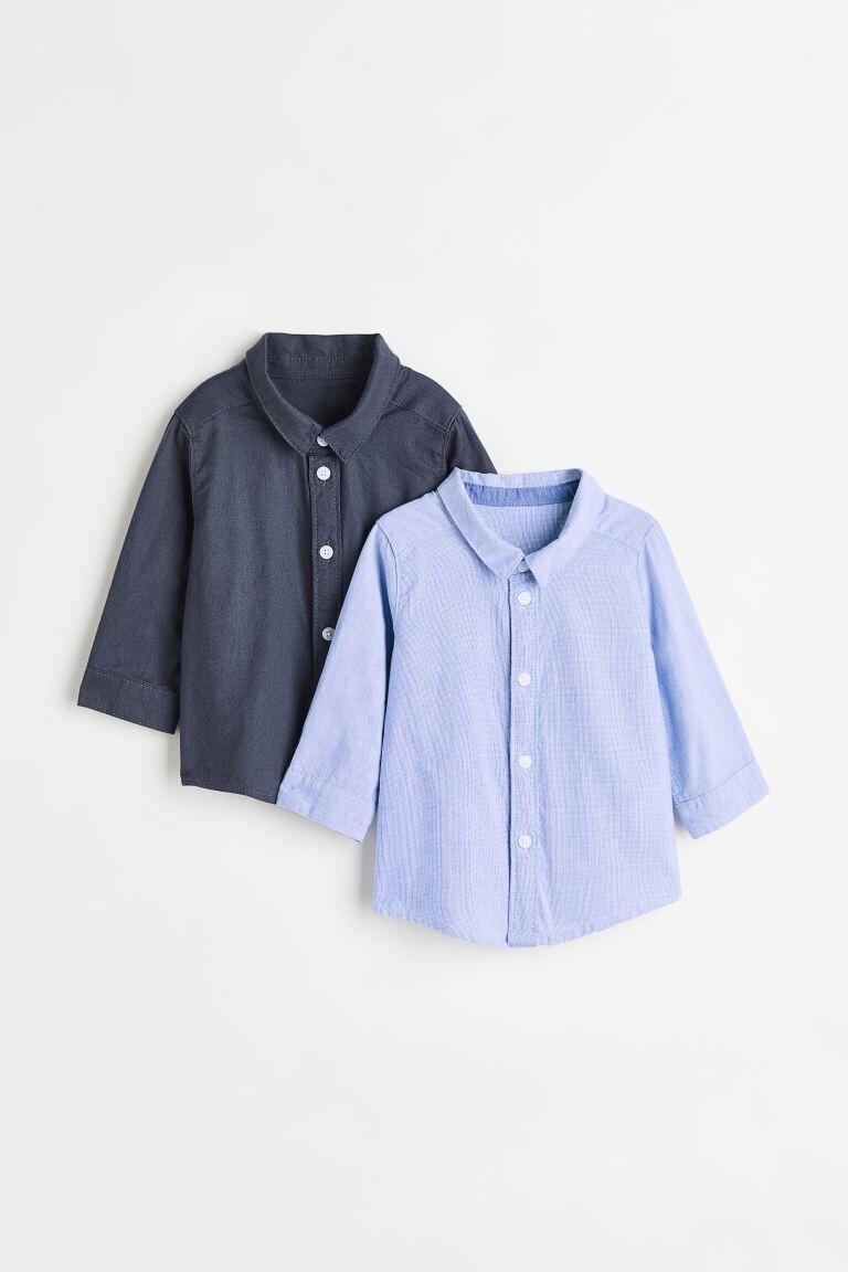 

Рубашка из двух пар хлопка H&M, темно-синий/голубой