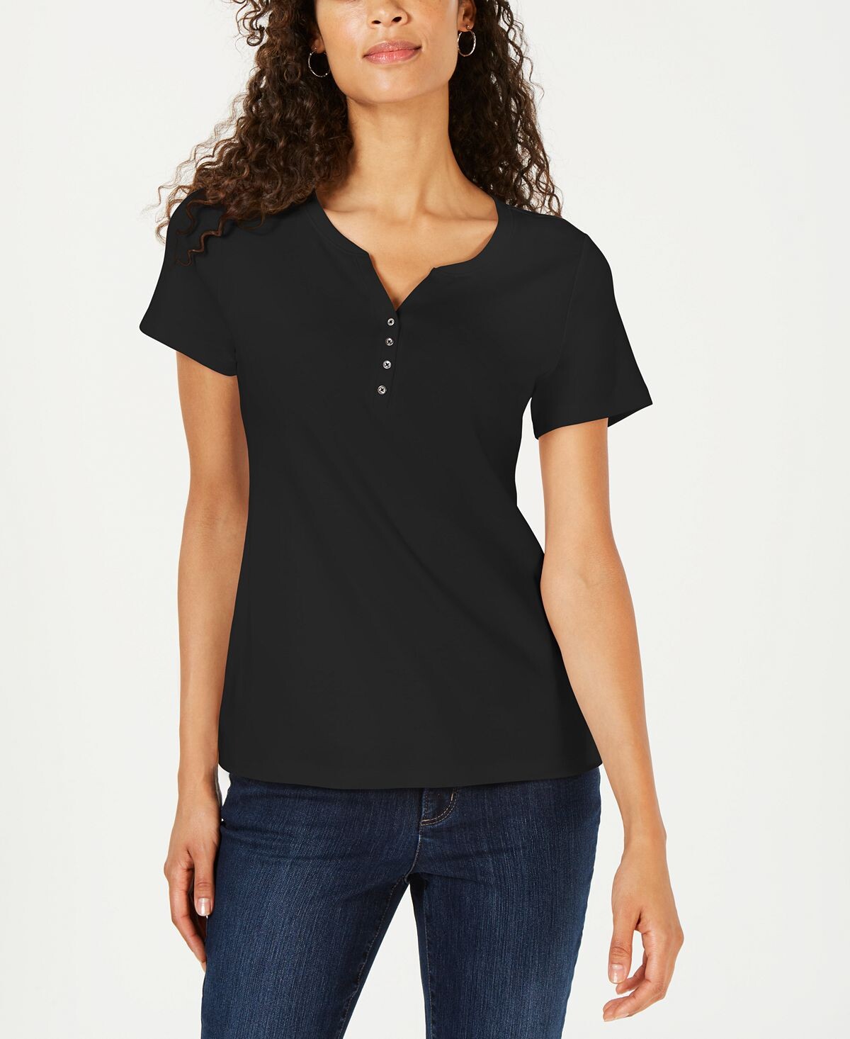 

Топ henley с короткими рукавами, созданный для macy's Karen Scott, мульти