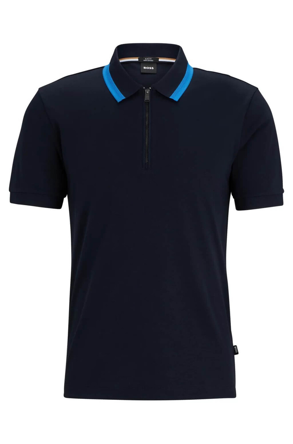 

Футболка-поло Hugo Boss Slim Fit Polo Cotton Zipper Neck, темно-синий