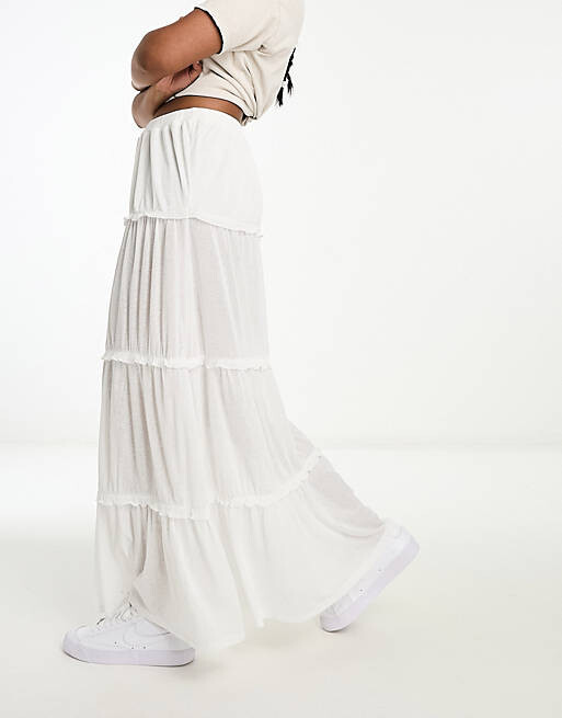 

Белая фактурная многоярусная юбка макси ASOS DESIGN