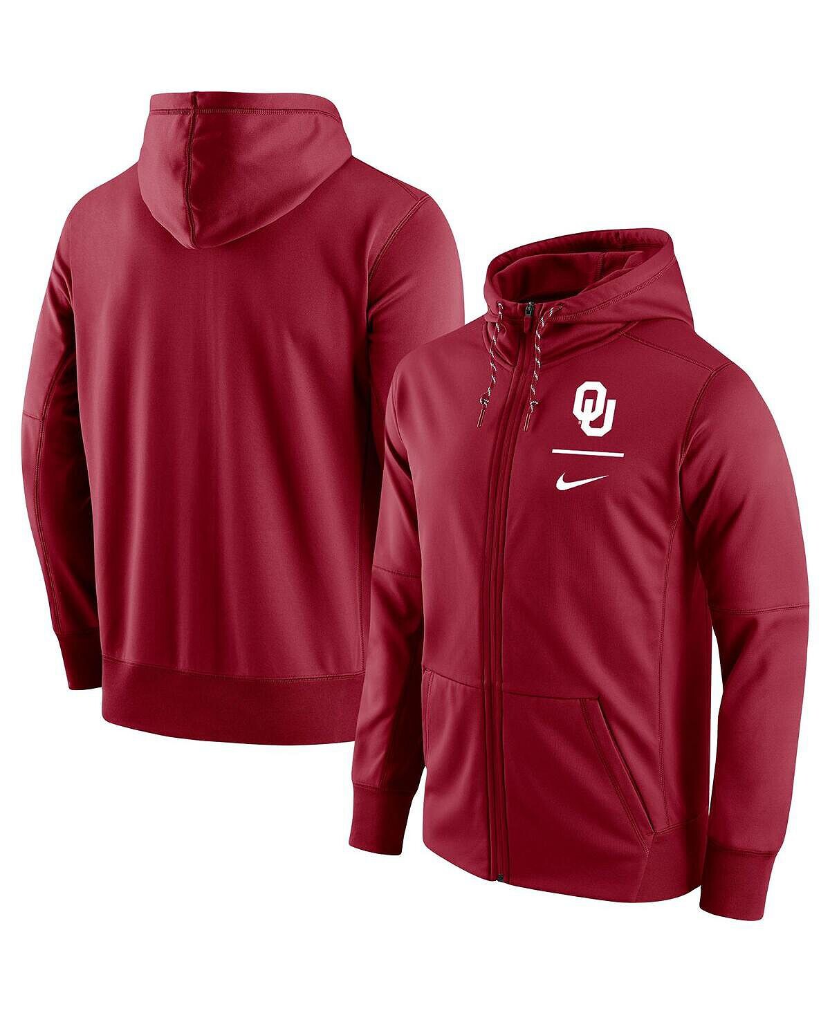 

Мужская темно-красная худи с молнией во всю длину с логотипом oklahoma sooners logo stack performance Nike